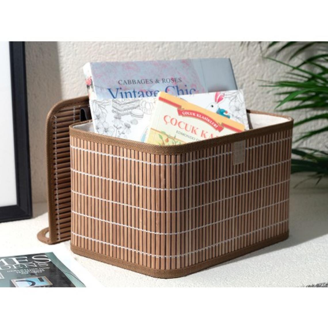 English Home Bambu ve Ahşap Kapaklı Kahverengi Saklama Kutusu 28 x 20 x 18 cm – Dayanıklı Doğal Malzemeden Dekoratif Organizer