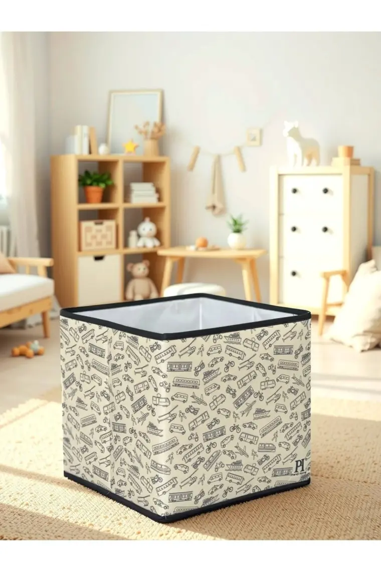 Prendi Home Vehicle Desenli Kapaksız Çok Amaçlı Düzenleyici Oyuncak Saklama Kutusu 30 x 30 x 30