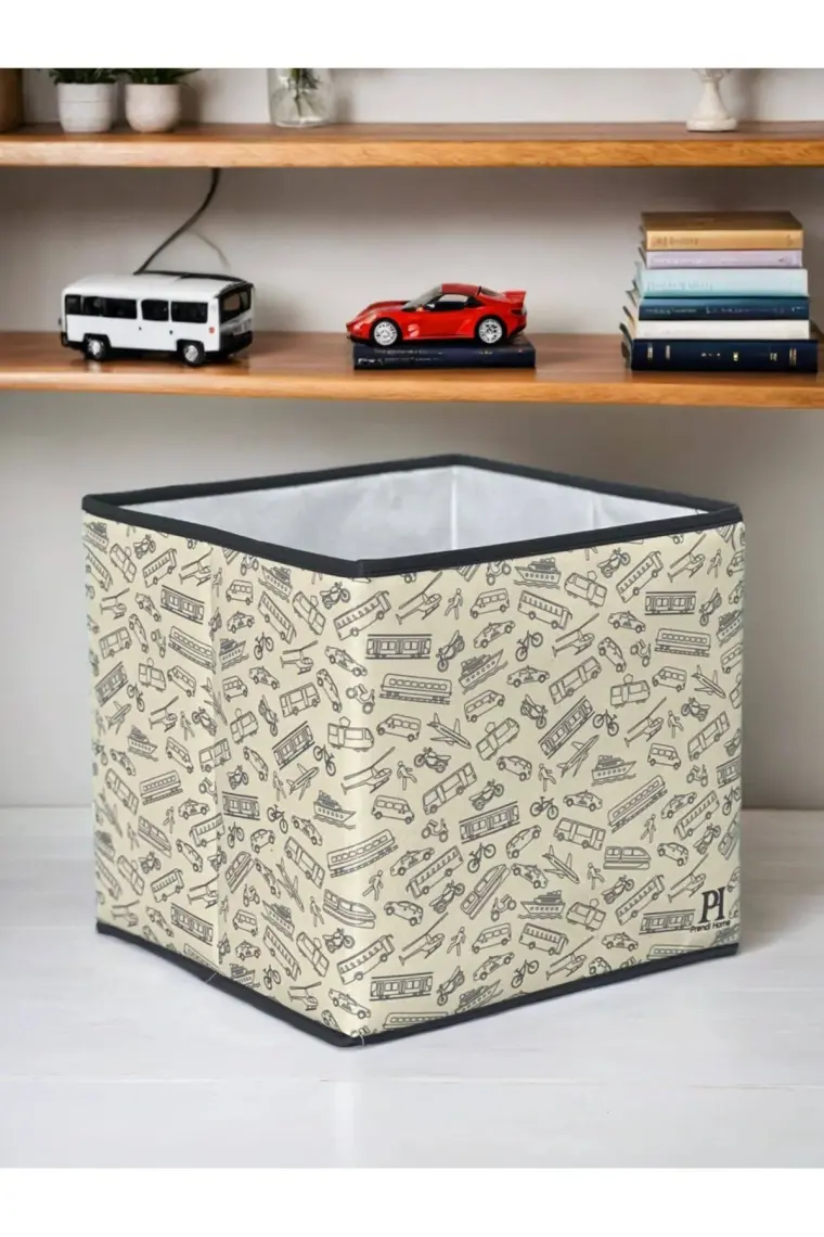 Prendi Home Vehicle Desenli Kapaksız Çok Amaçlı Düzenleyici Oyuncak Saklama Kutusu 30 x 30 x 30