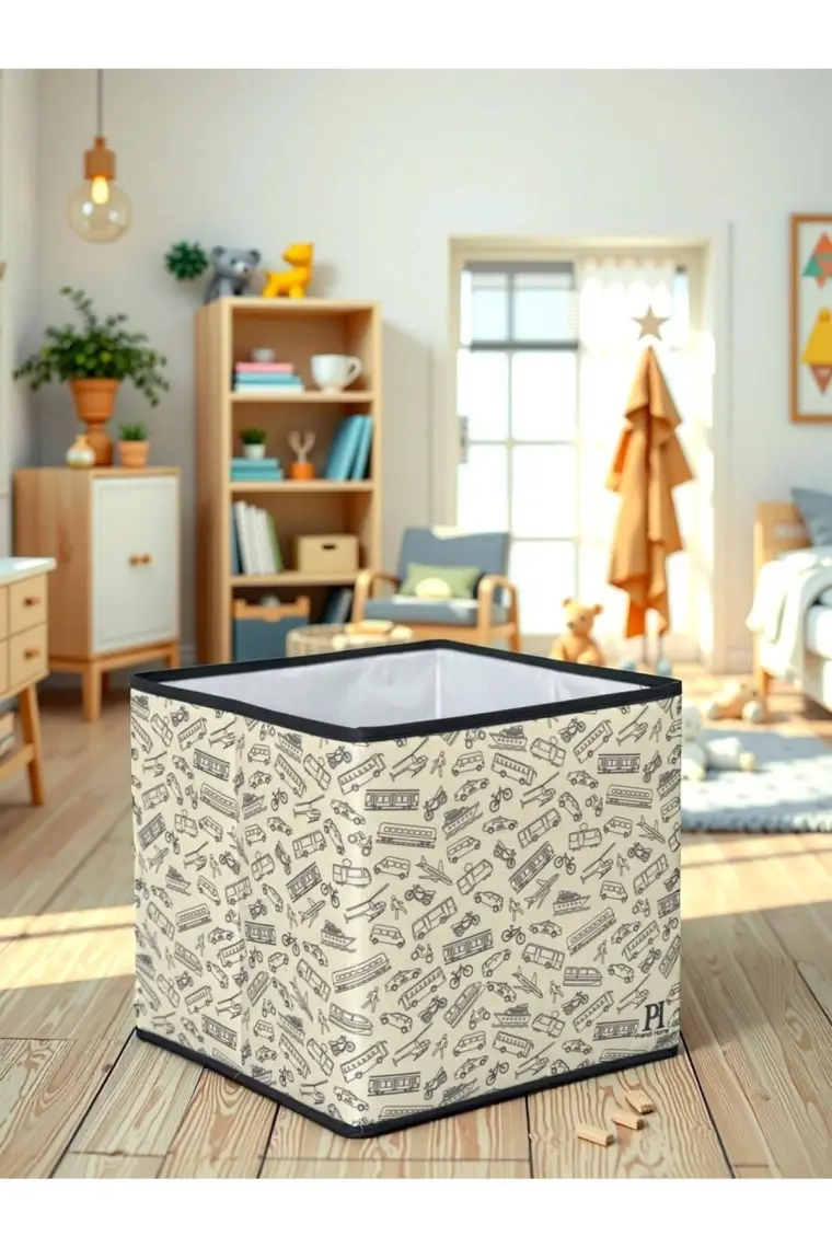 Prendi Home Vehicle Desenli Kapaksız Çok Amaçlı Düzenleyici Oyuncak Saklama Kutusu 30 x 30 x 30