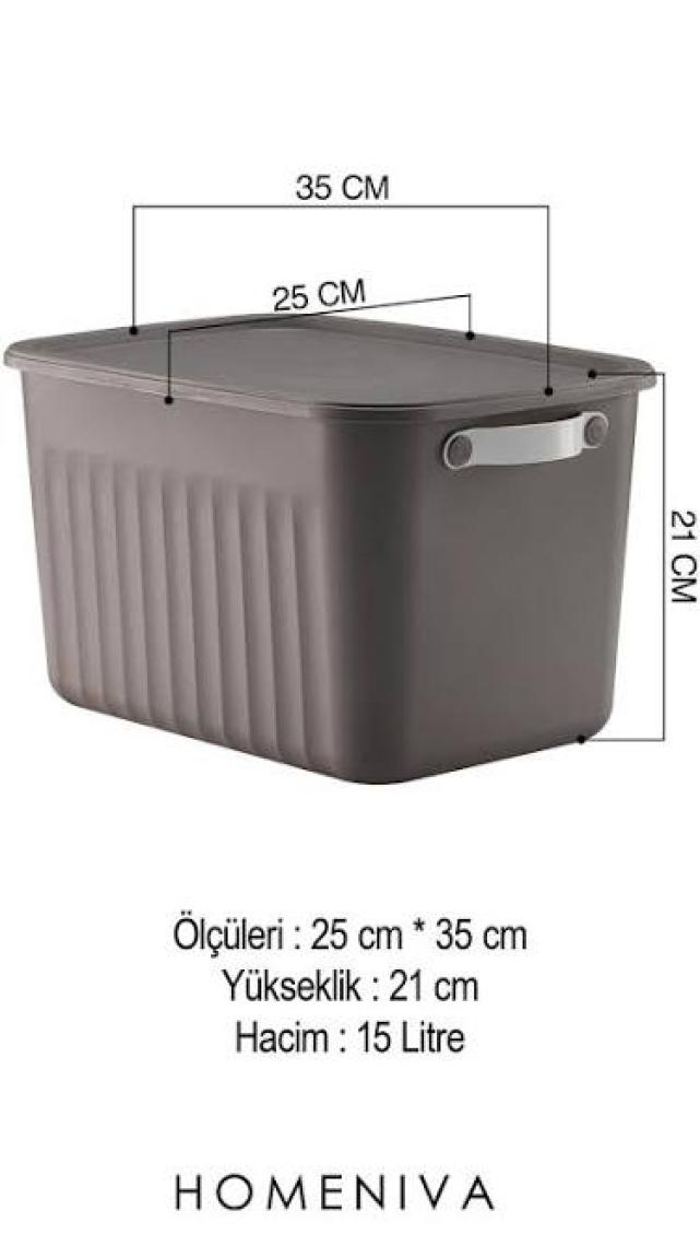 Homenıva 3 Adet Storage Bo x  15 Lt Çok Amaçlı Düzenleyici Kapaklı Kutu, Dekoratif Saklama Kutusu