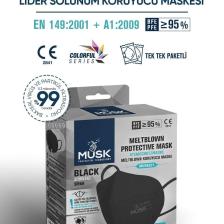 Musk FFP2/N95 Maske Siyah Renk 10 Adet