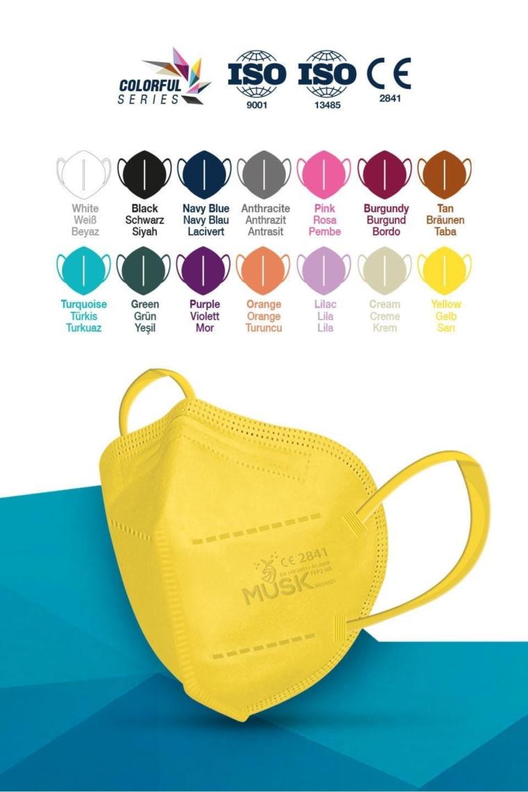 Musk N95 Maske Sarı Renk 10 Adet