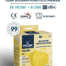 Musk N95 Maske Sarı Renk 10 Adet