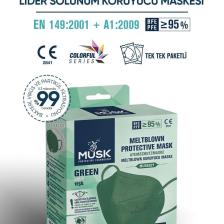 Musk N95 Maske Yeşil Renk 10 Adet