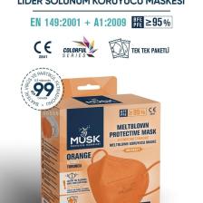 Musk N95 Maske Turuncu Renk 10 Adet