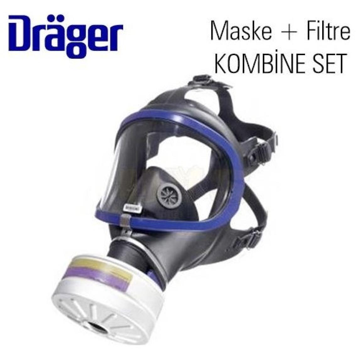 Drager 6300 Tam Yüz Gaz Maskesi + A2B2E2K1 Filtreli Kombine Set