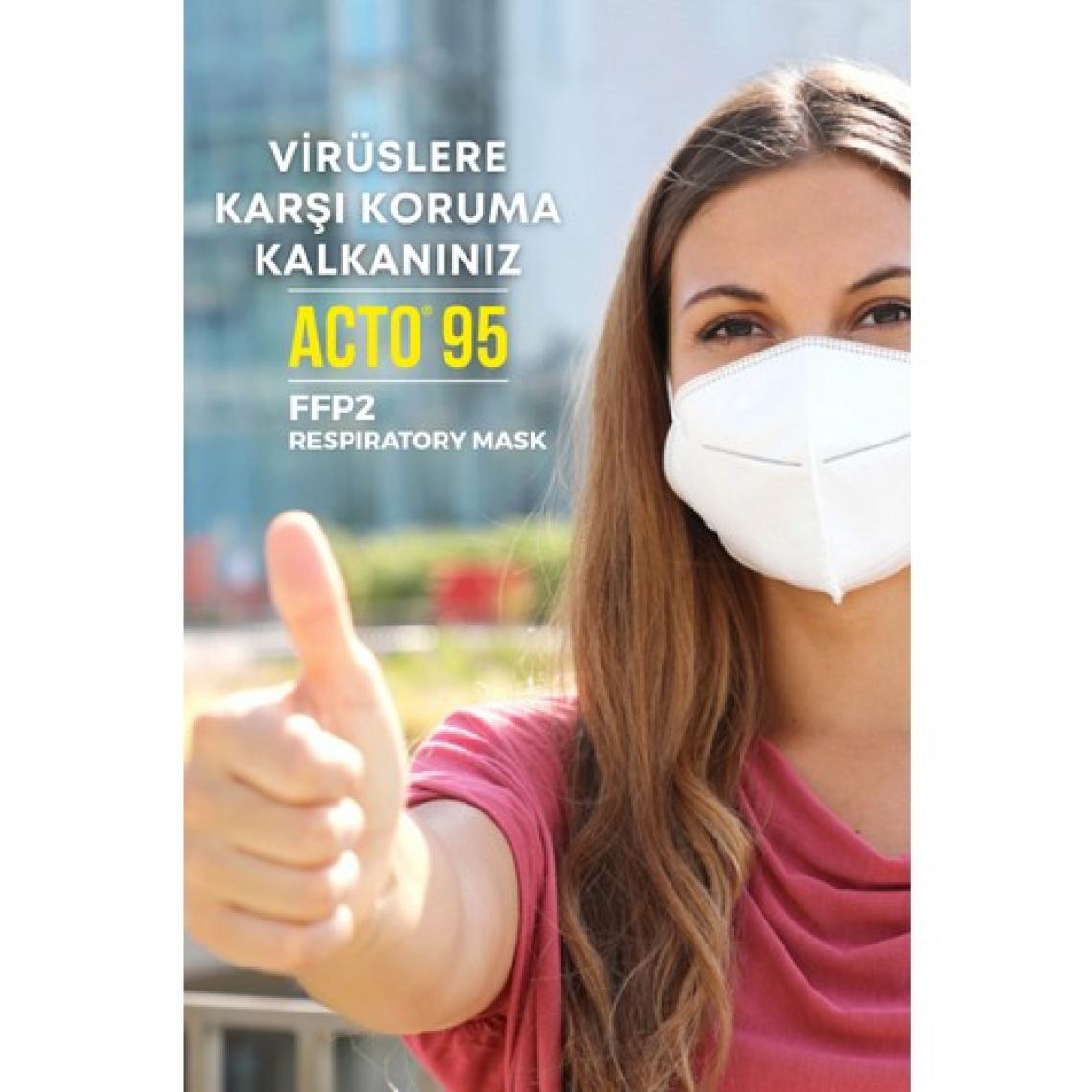 Acto Acto® 95 Ffp2 / N95 Respiratory Mask | 5 Katlı Solunum Maskesi 10 Adet