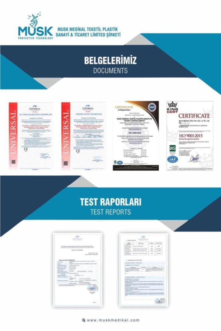 Musk FFP2/N95 Maske  Beyaz  Renk 100 Adet