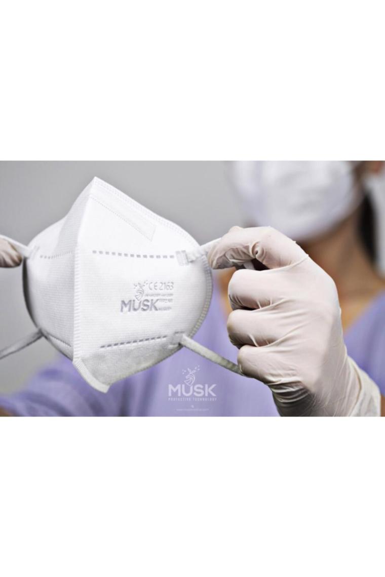 Musk FFP2/N95 Maske  Beyaz  Renk 100 Adet