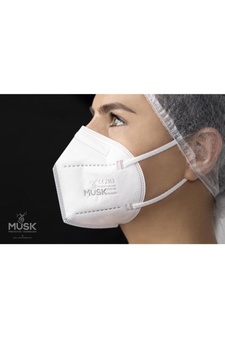 Musk FFP2/N95 Maske  Beyaz  Renk 100 Adet