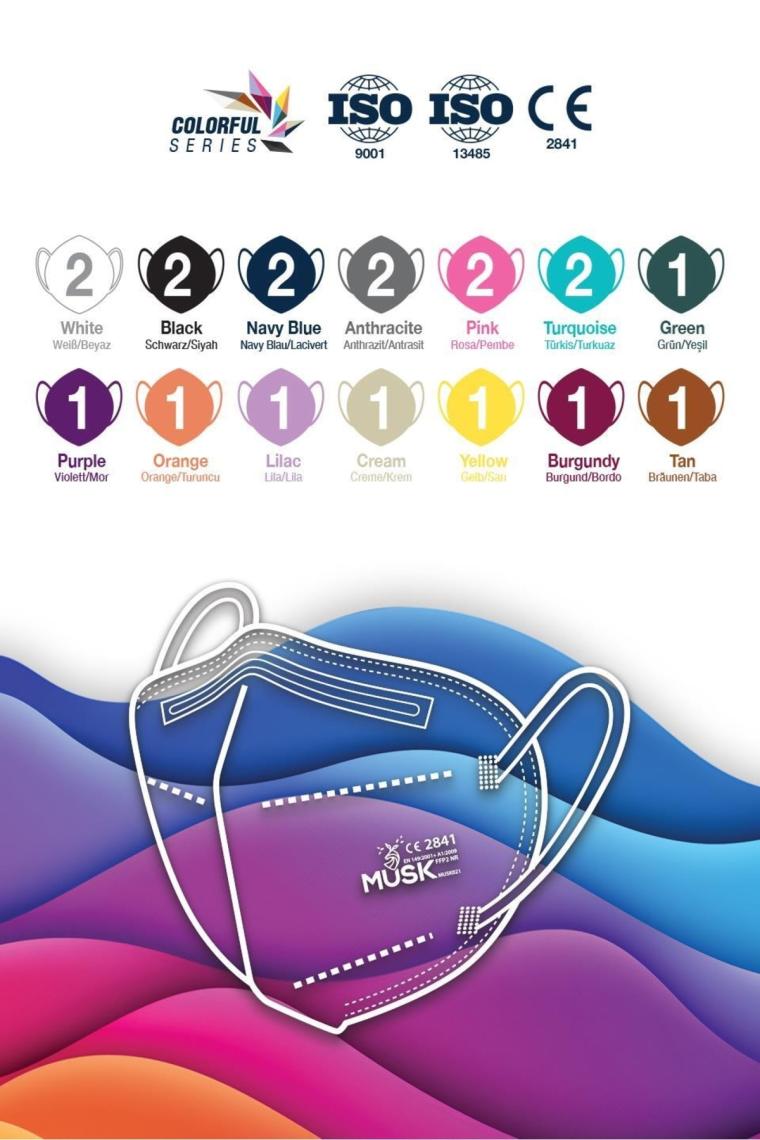 Musk Ffp2/N95 Maske Mix Colorful Kutusu 20 Adet