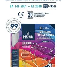 Musk Ffp2/N95 Maske Mix Colorful Kutusu 20 Adet