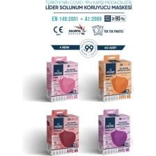 Musk Ffp2 Maske 40 Adet (Mor,bordo,turuncu,pembe)