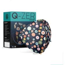 Qzer Lacivert Çiçek Desenli Ffp2 N95 Maske Meltblown Katmanlı