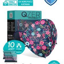 Medizer Qzer Blue Flos Desenli Ffp2 N95 Maske 5 Katmanlı