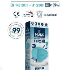 Kf94 Kore Tipi Ffp2 Maske Turkuaz Renk 10 Adet