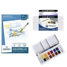 Aquafine Travel Set 12 Renk Sulu Boya Canson 300 gr A4 Suluboya Defteri