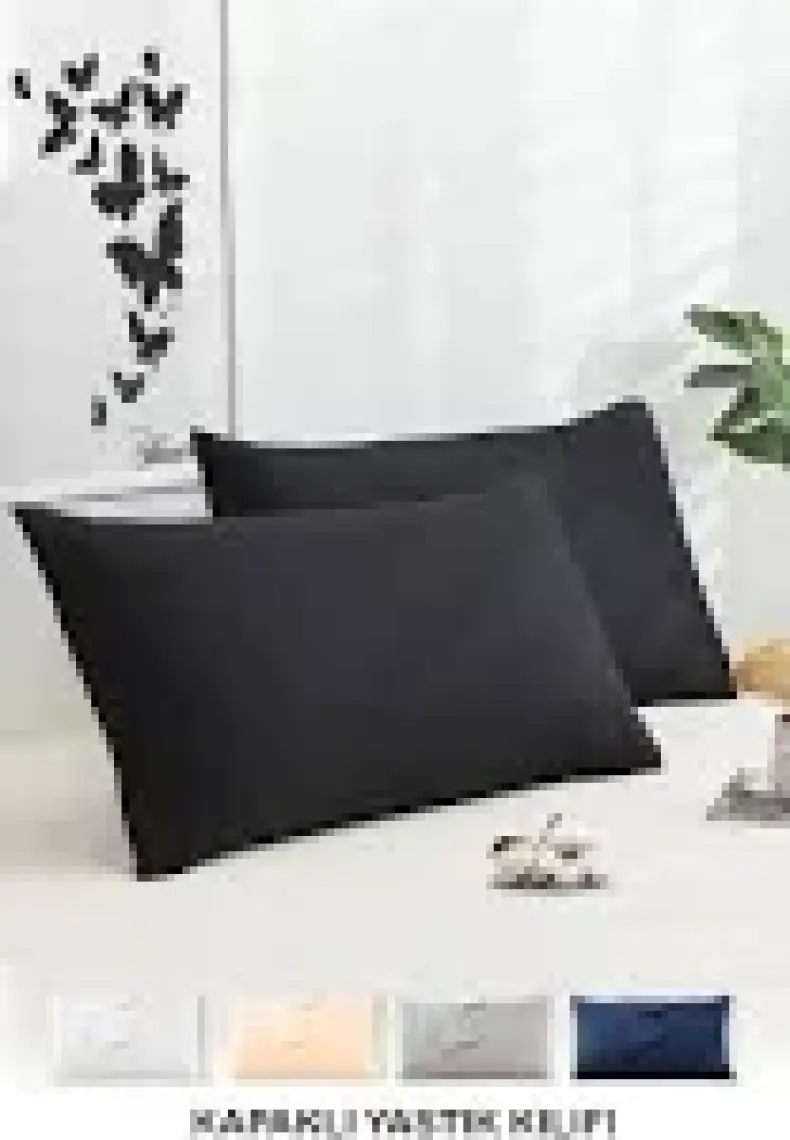 Vionel Home Pamuklu 2'li Yastık Kılıfı 50X70 cm Düz Siyah