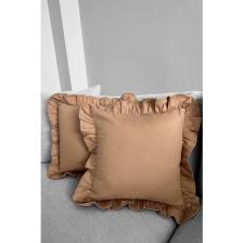 Memhome Premier Duck Keten Fırfırlı Cappuccino Kırlent Kılıfı ( 1 Adet ) (40X40)