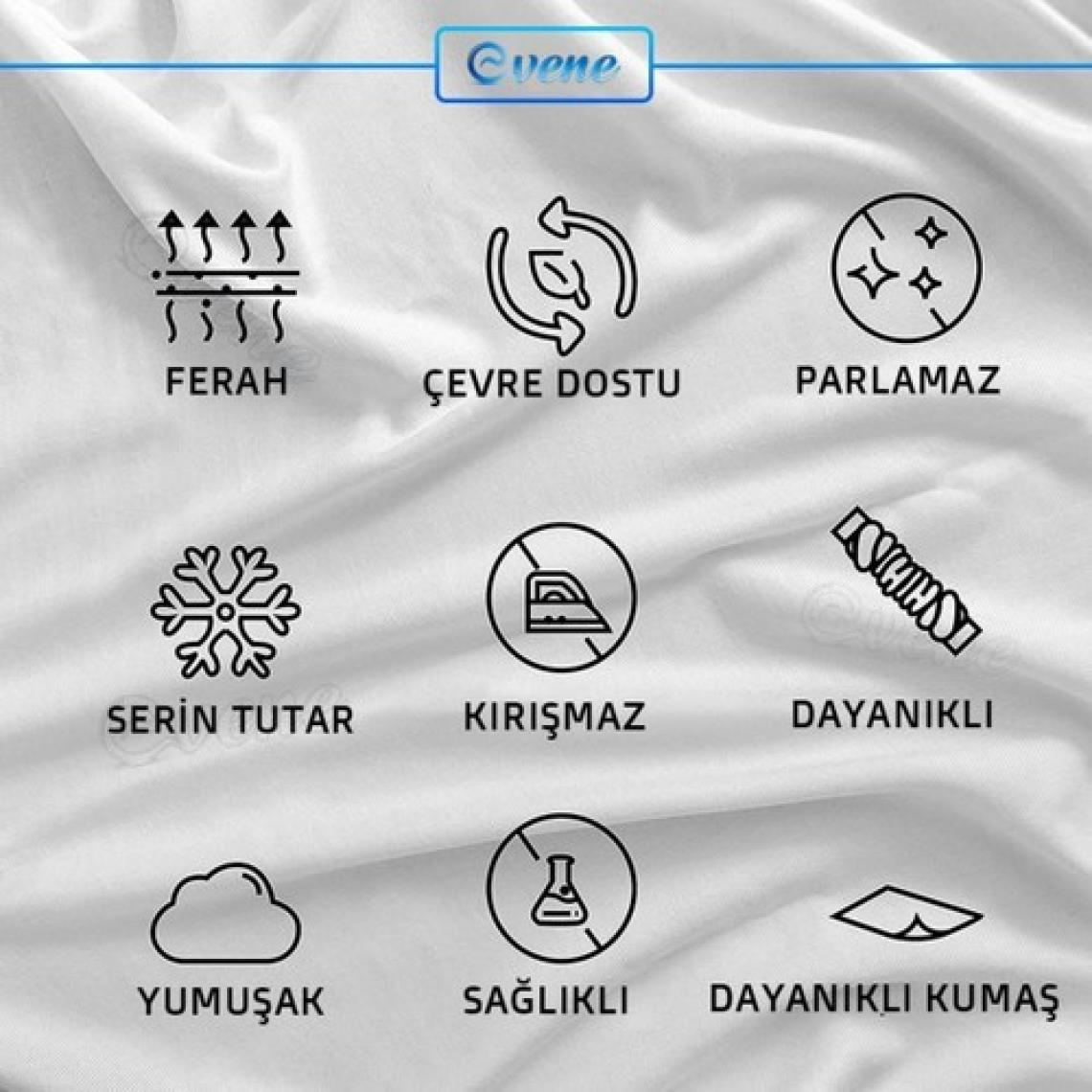 Evene Yastık Kılıfı Fermuarlı Pamuklu Yastık Yüzü 50 x 70 cm
