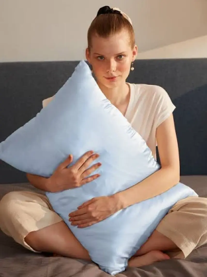 %100 Ipek Yastık Kılıfı Siyah Renk (standart 50x70cm)