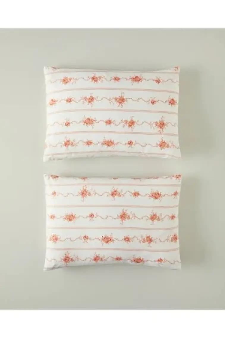 English Home Flower Line 2'li Yastık Kılıfı Turuncu