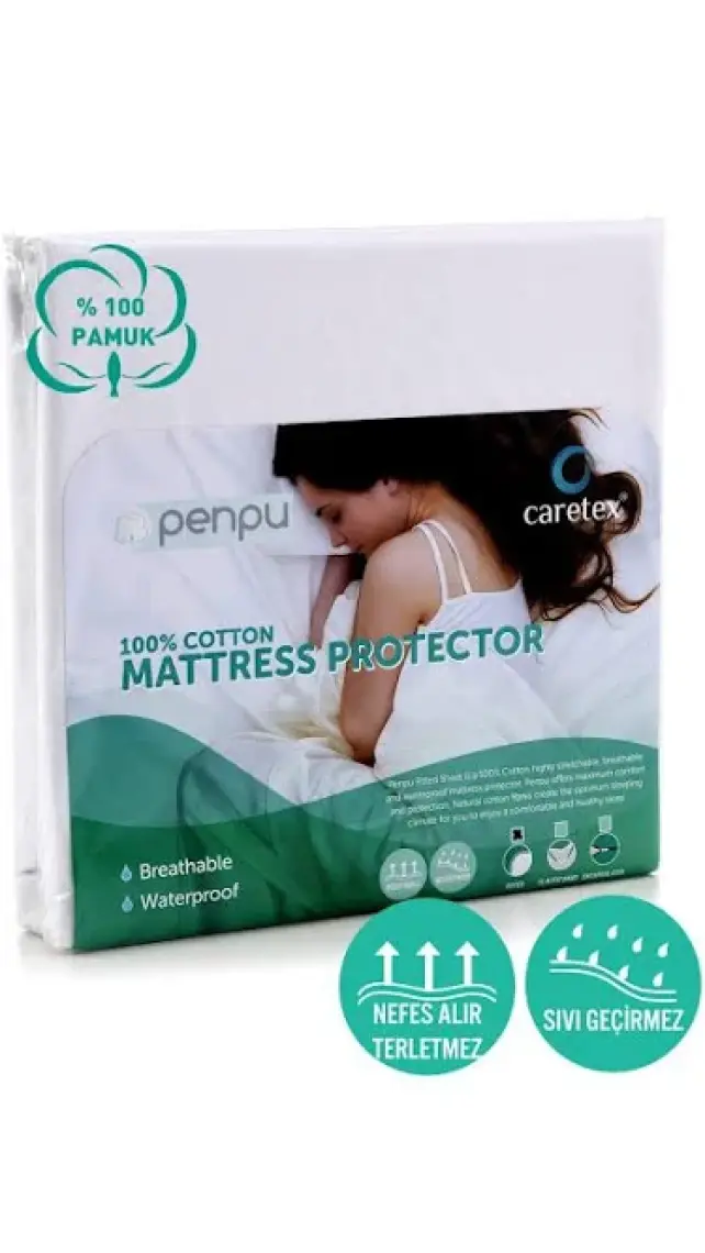 Caretex Fitted Su Sıvı Geçirmez Pamuklu Yatak Koruyucu Alez