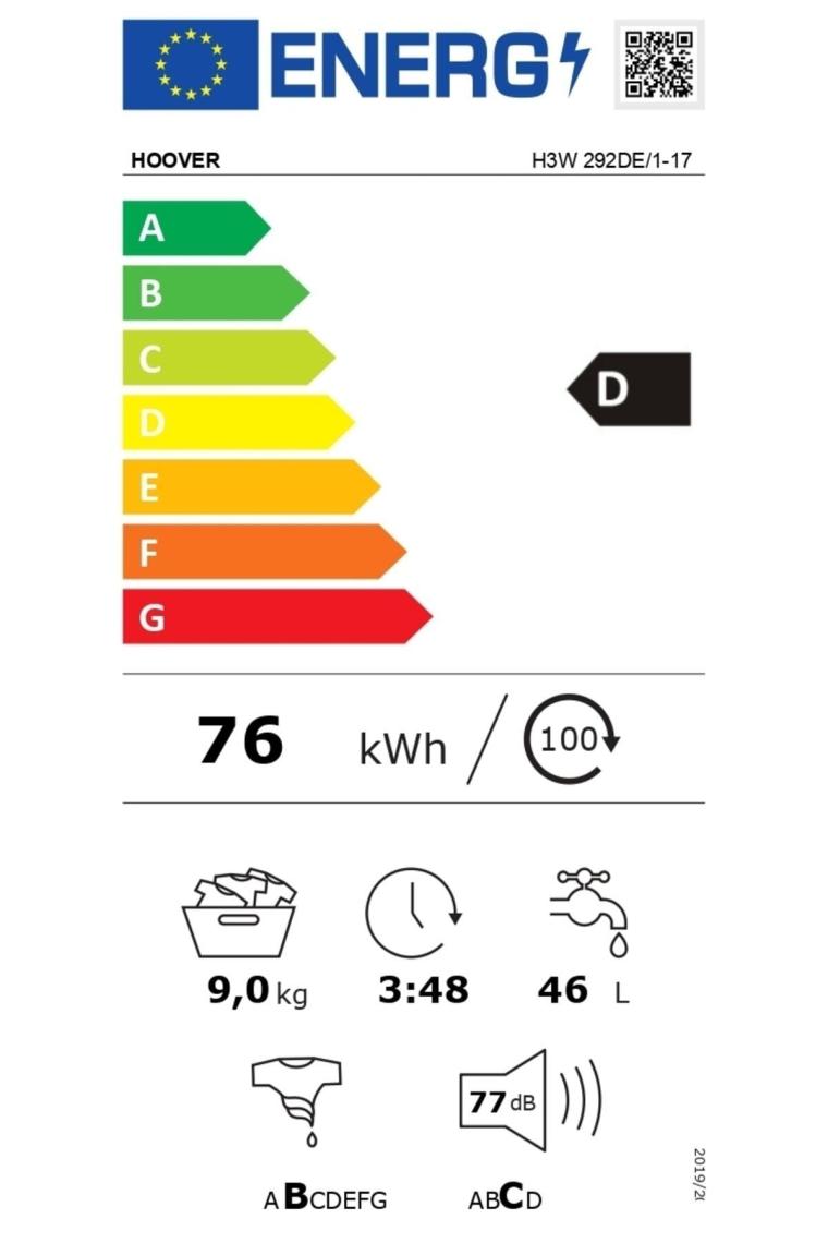 H3WS 292DE/1-17 9 Kg Nfc Bağlantılı 1200 Devir Çamaşır Makinesi