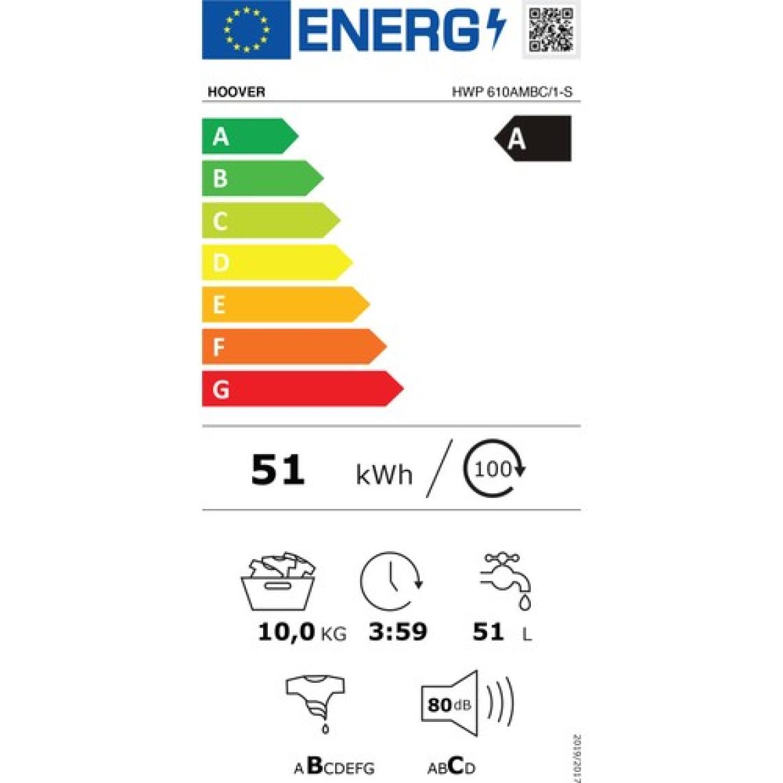 Hoover HWP 610AMBC / 1-S 10 kg Wi-Fi + Bluetooth Bağlantılı 1600 Devir Çamaşır Makinesi