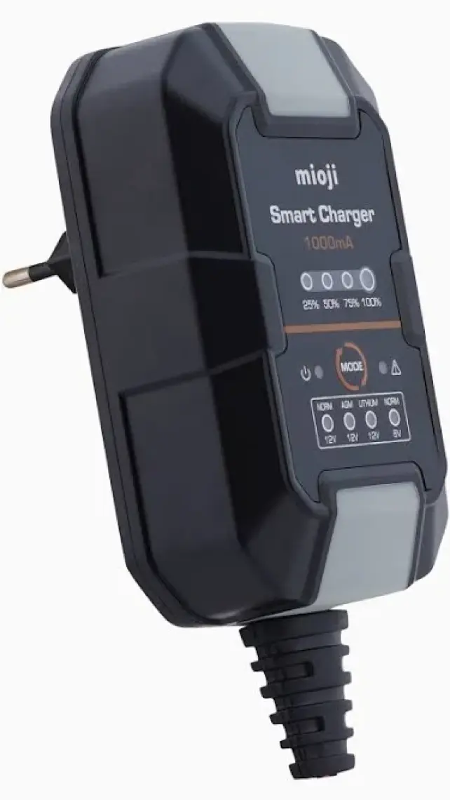 Mioji Mio 1000 1A 6V ve 12V Araba Şarj, Akü Bakım, Damlama Şarj Cihazı ve Motosiklet, ATV, Lityum ve Derin Döngülü Aküler için Kükürt Giderici Akıllı  Akü Şarj Cihazı