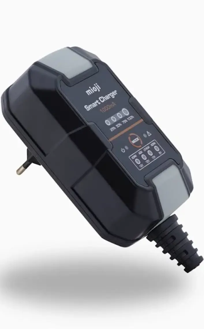 Mioji Mio 1000 1A 6V ve 12V Araba Şarj, Akü Bakım, Damlama Şarj Cihazı ve Motosiklet, ATV, Lityum ve Derin Döngülü Aküler için Kükürt Giderici Akıllı  Akü Şarj Cihazı