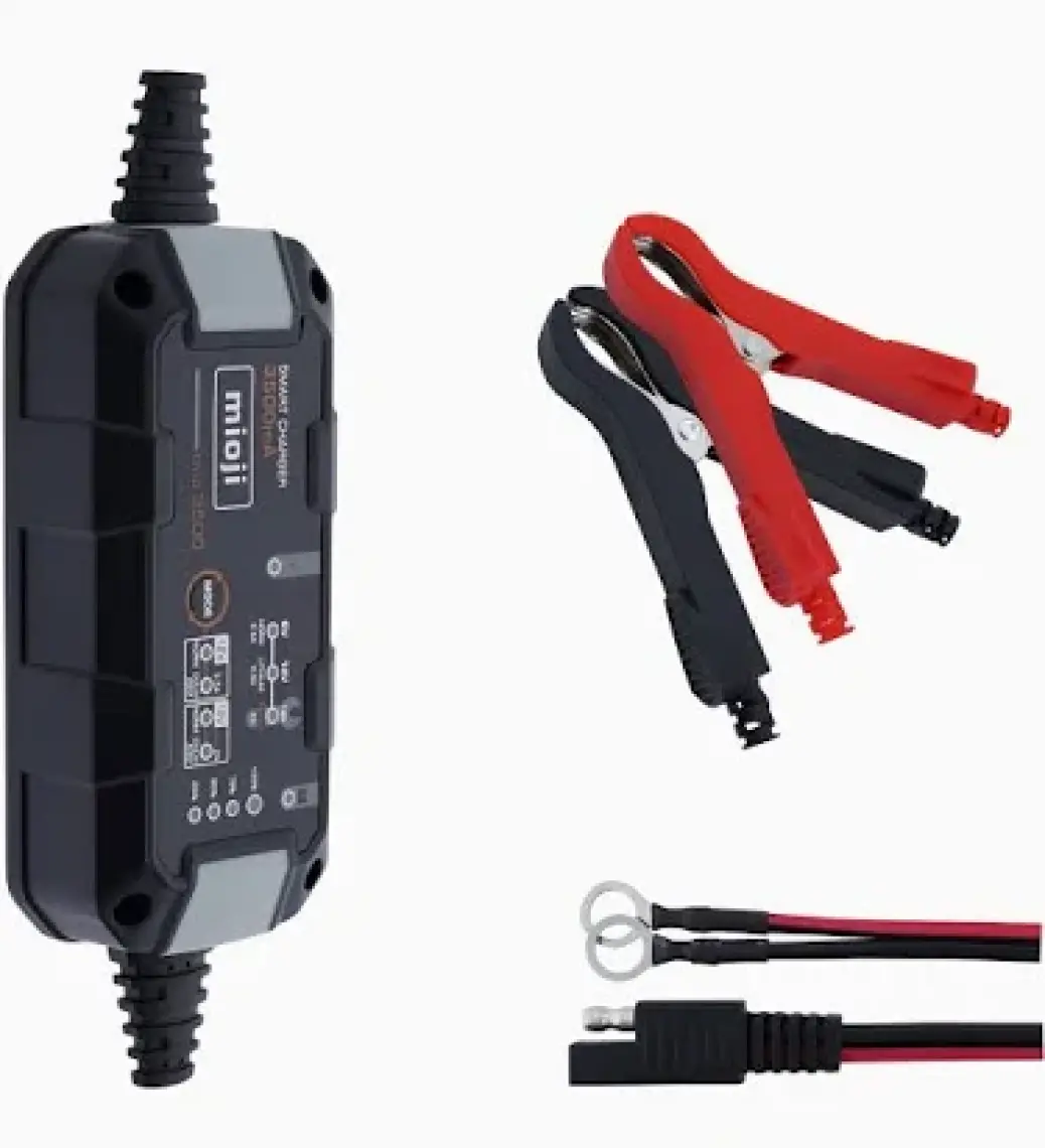 Mioji Mio 3500 3.5A 6V ve 12V Araba Şarj, Akü Bakım, Damlama Şarj Cihazı ve Motosiklet, ATV, Lityum ve Derin Döngülü Aküler için Kükürt Giderici Akıllı Akü Şarj Cihazı