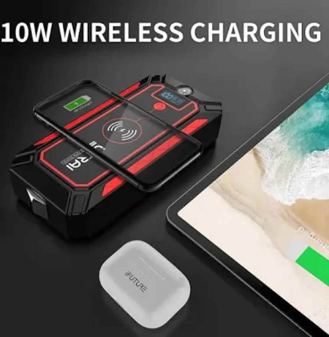 Ütraı Jstar 4 24000 Mah 2500A Jump Starter Taşınabilir Akü Takviye Cihazı ( Kablosuz Şarj + Pusula + Çanta + LED Lamba + Powerbank )