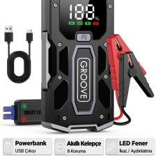 Groove M01 15800MAH 2000A Akü Takviye Cihazı Taşınabilir Jump Starter (Powerbank+Led Lamba+Lcd Ekran)