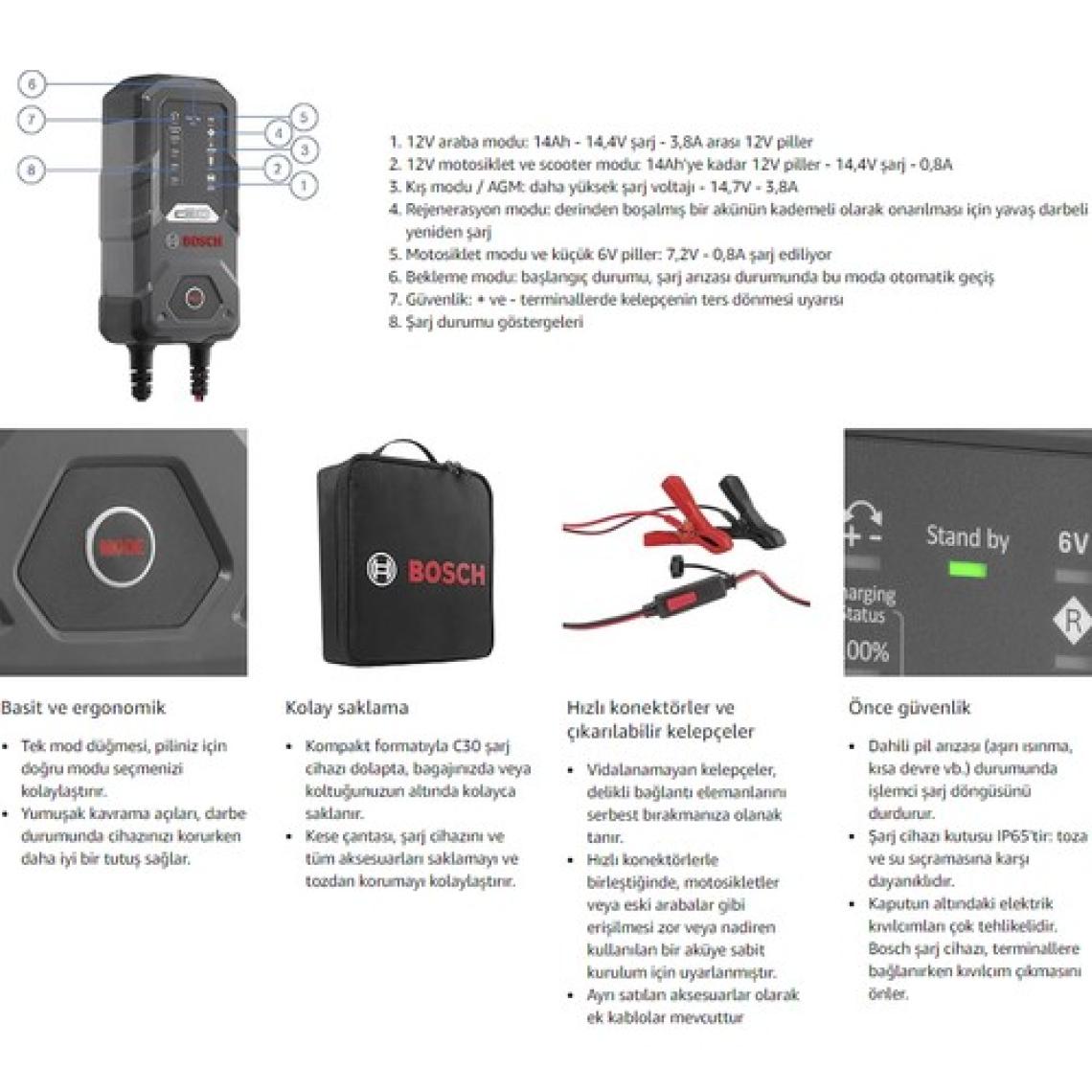Bosch C30 Akü Şarj Cihazı 6/12V