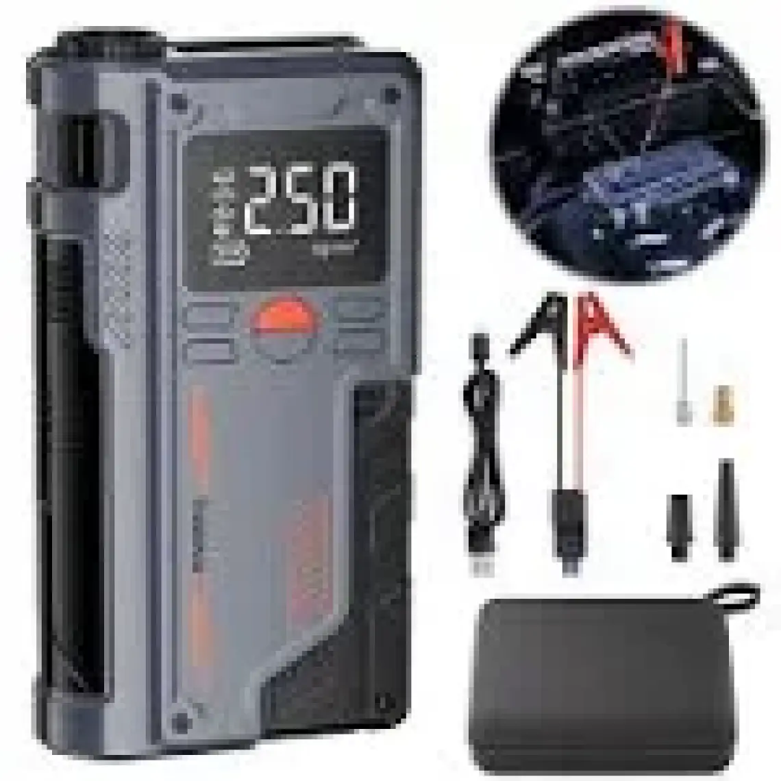 Ezere ST-9631 Pro Tasinabilir Göstergeli Araç Lastik Sisirme ve Starter Akü Takviye Seti