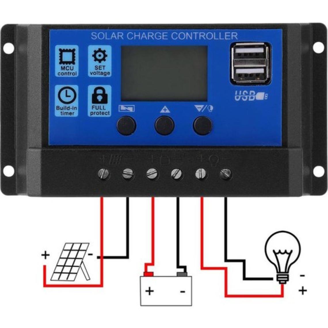 Schulzz Solar Güneş Paneli Akü Şarj Kontrol Regülatörü 30A-12V/24V