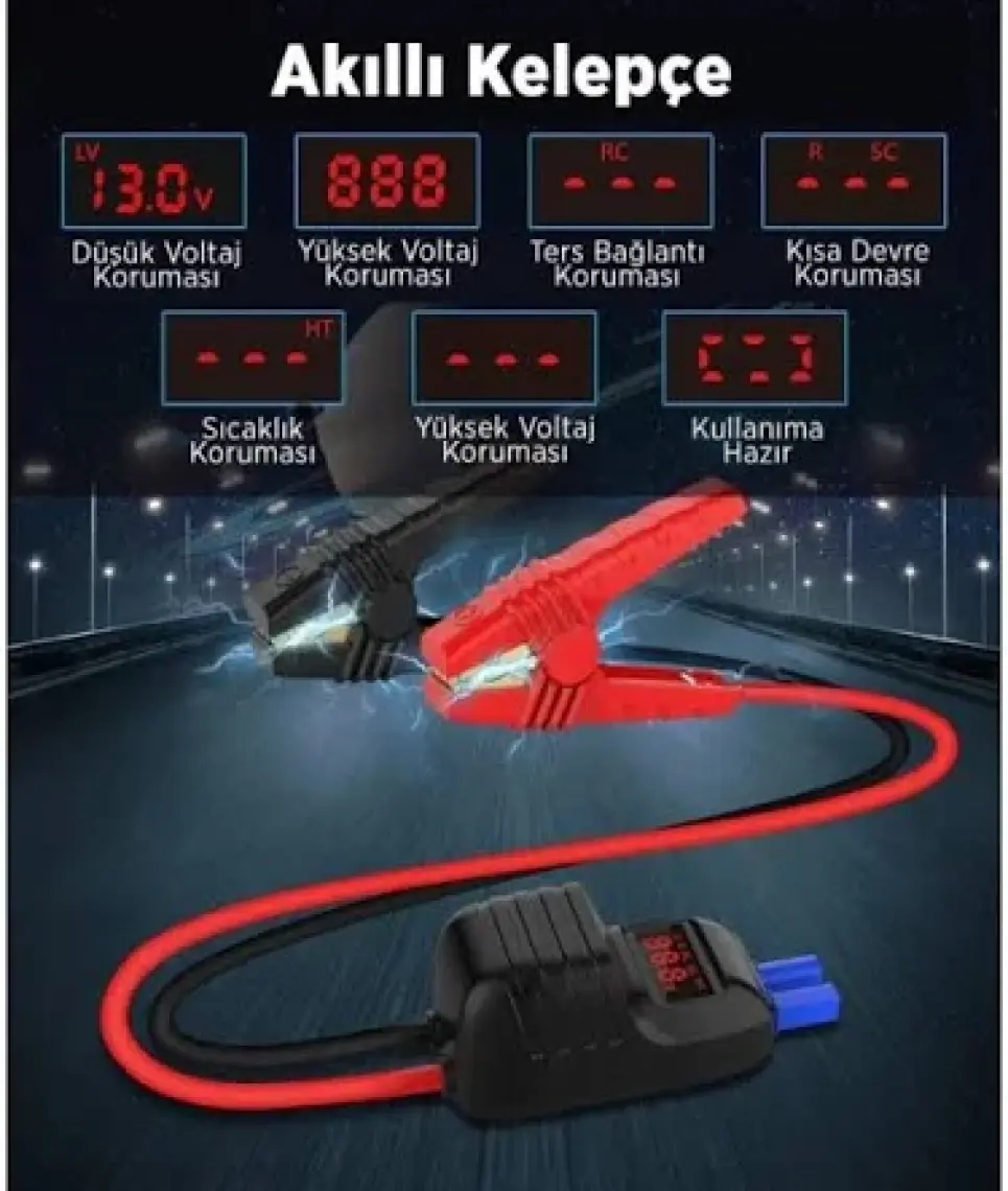 Utraı Jstar Mini 13000MAH 1000A Jump Starter Taşınabilir Akü Takviye Cihazı ( Powerbank + LED Lamba)