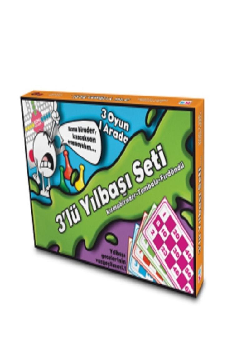 KS 3'lü Yılbaşı Seti Kızma Birader Tombala Fırdöndü 3in1 Oyun Set