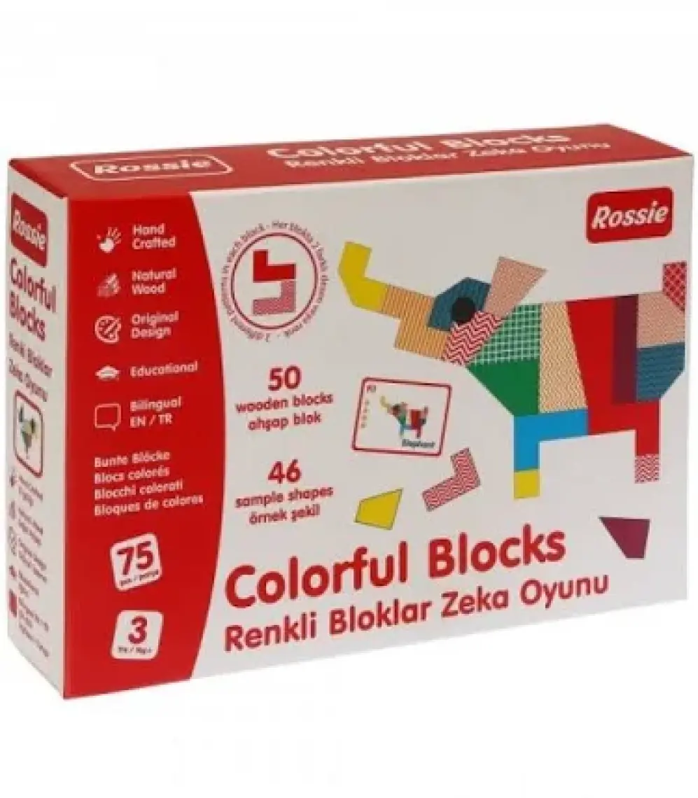 Rossie Renkli Ahşap Bloklar Zeka Oyunu