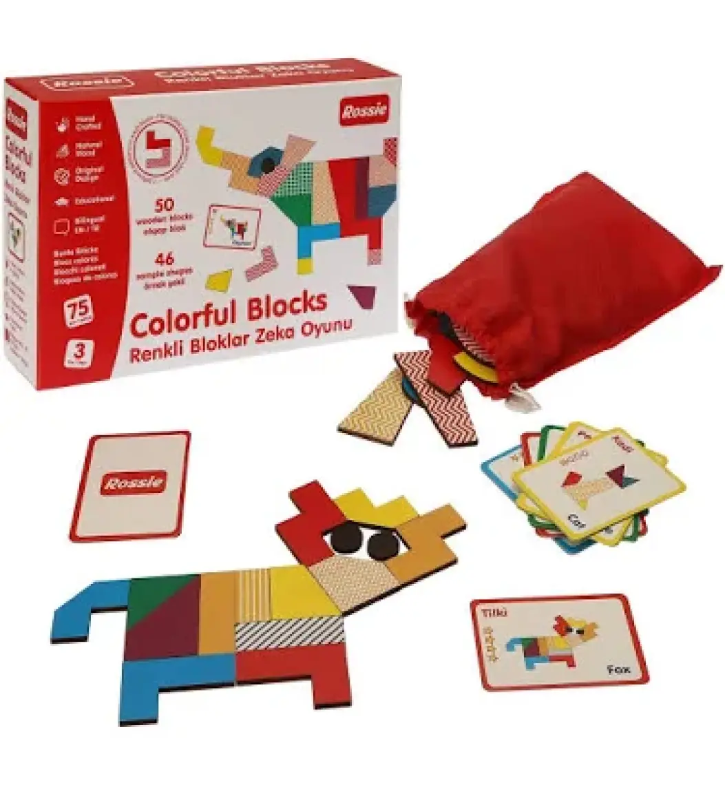 Rossie Renkli Ahşap Bloklar Zeka Oyunu
