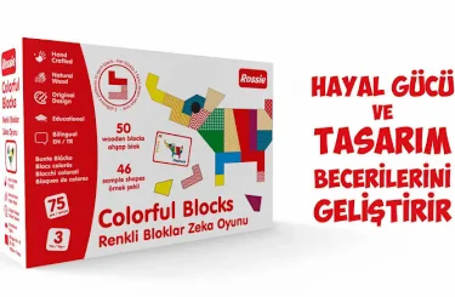 Rossie Renkli Ahşap Bloklar Zeka Oyunu