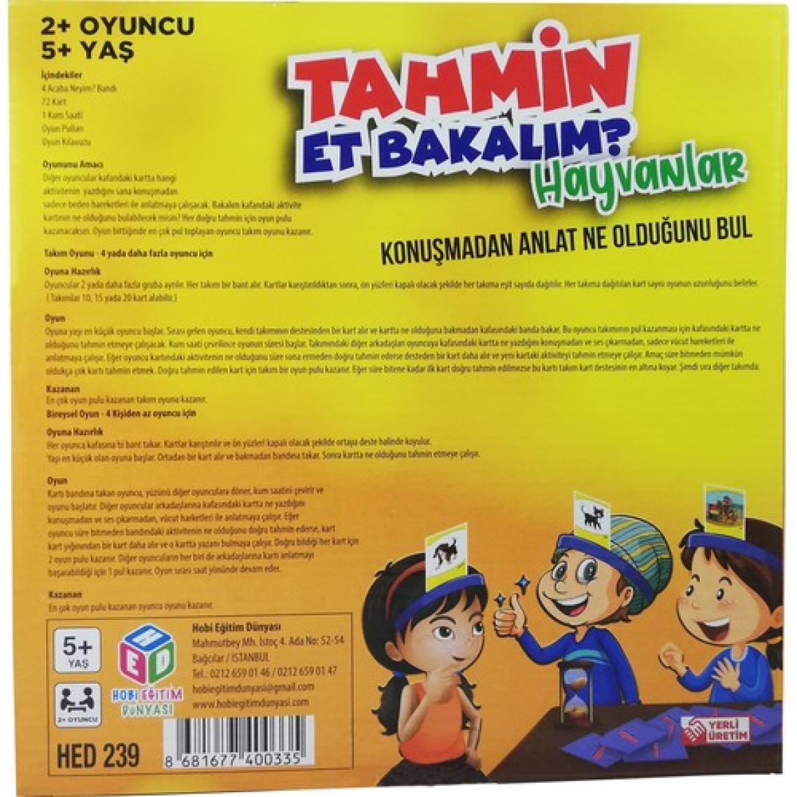 Hobi Eğitim Dünyası Tahmin Et Bakalım Hayvanlar Eğitici Oyun