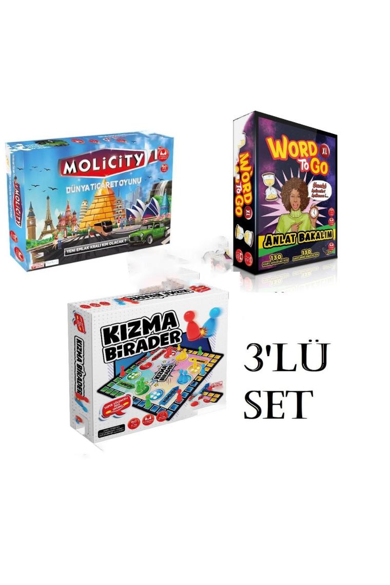 Bundera Süper 3'lü Set Molicity Emlak Ticaret Oyunu Kızma Birader Word To Go (Tabu)