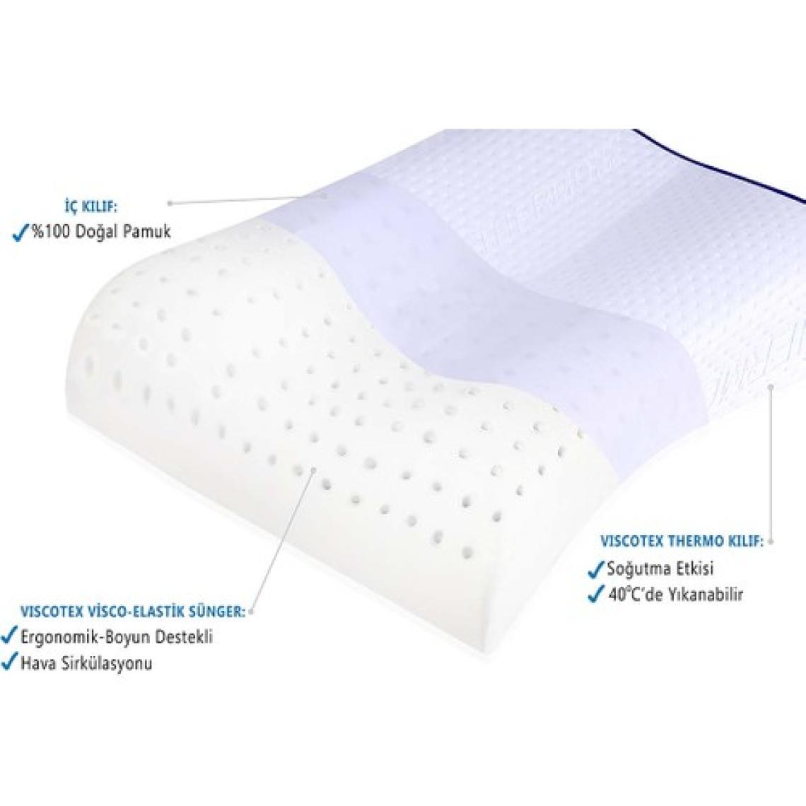 Viscotex Yüksek Boyun Destekli Yastık / High Orthopedic Pillow 55x40x13/11