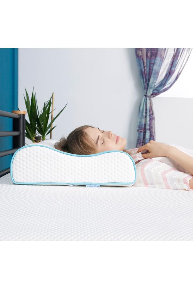 Yüksek Boyun Destekli Ortopedik Yastık Çift Boyun Destekli Visco Yastık - 60x40x14-12cm