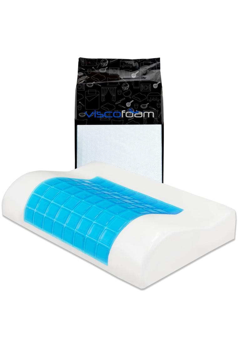 Terletmeyen Ortopedik Boyun Destekli Yastık Serinleten Visco Yastık Jelli Yastık 46x30x10-8cm