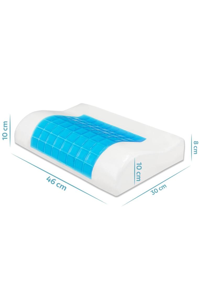 Terletmeyen Ortopedik Boyun Destekli Yastık Serinleten Visco Yastık Jelli Yastık 46x30x10-8cm