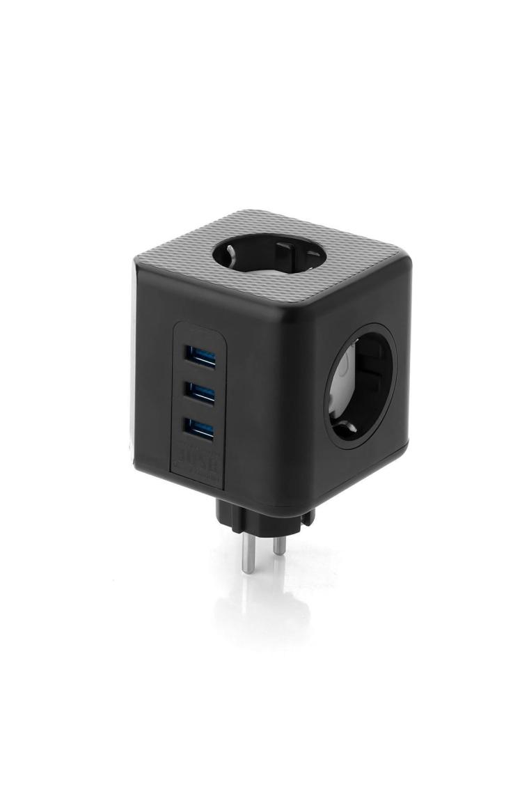 Dn 9203 Küp Akım Korumalı 4'lü Priz, 3 Usb Şarj Prizi